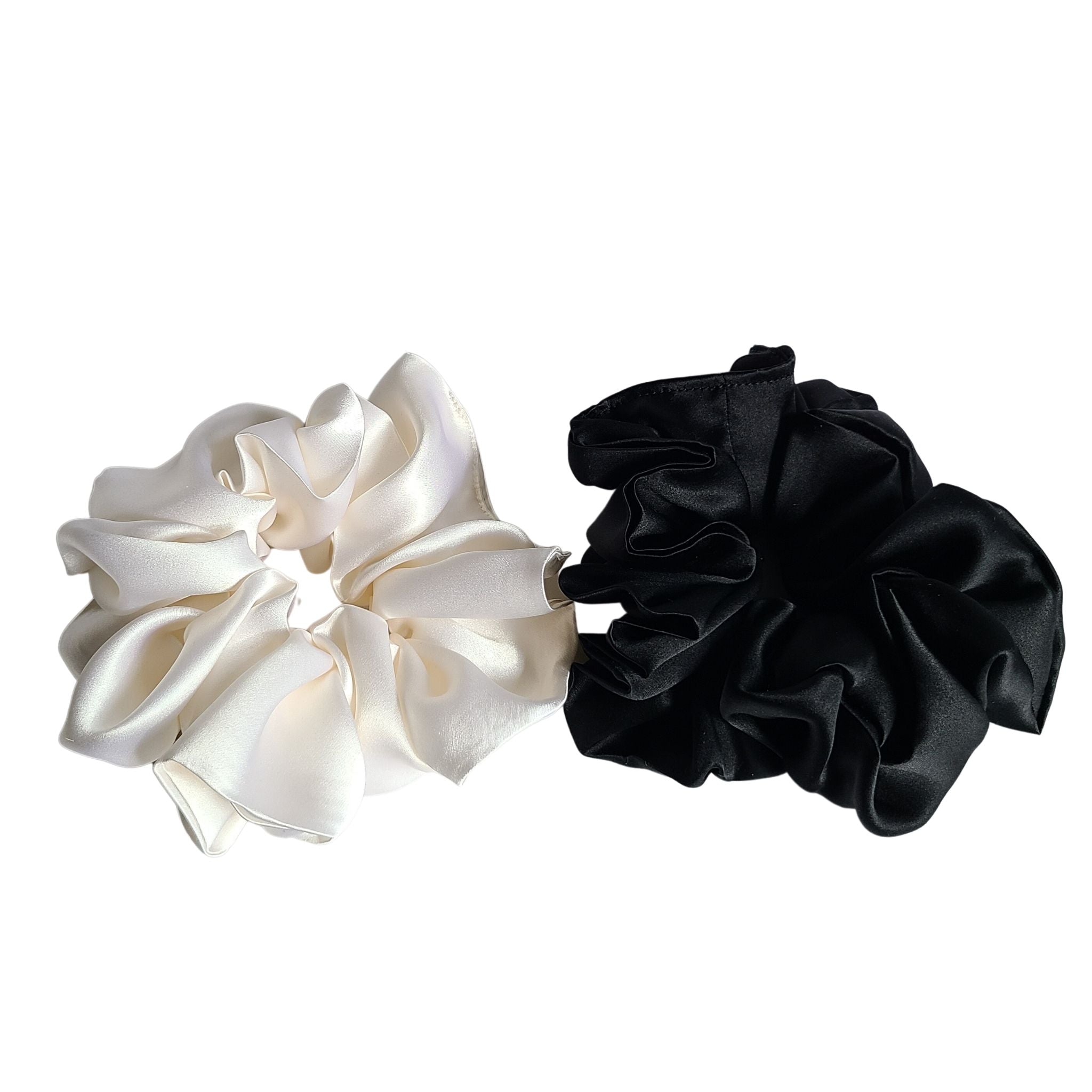 Extra Large Silk Scrunchies | White and Black Set | R Belliard – RBelliard