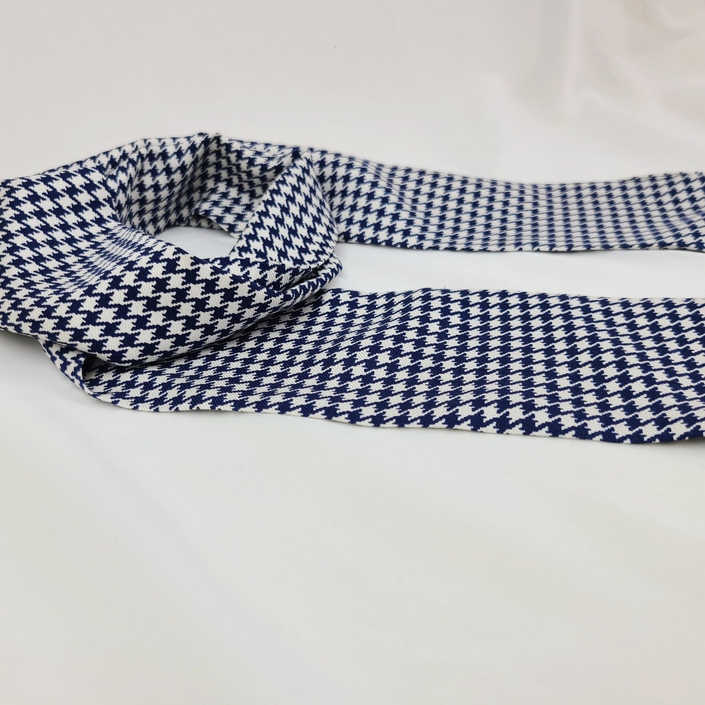 Silk Head Scarf - Navy and White Print - RBelliard