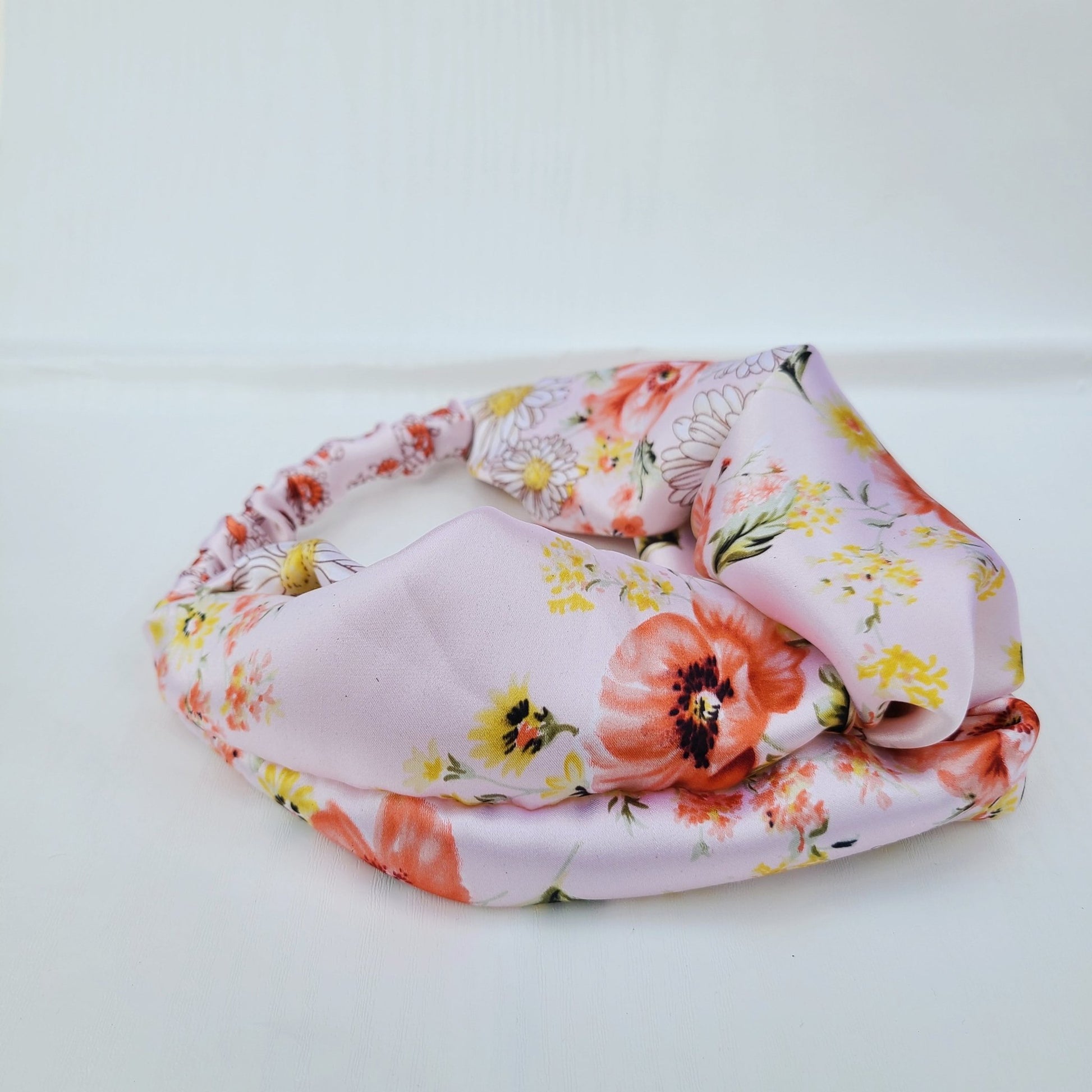 Floral Print Silk Headband - Light Pink - RBelliard