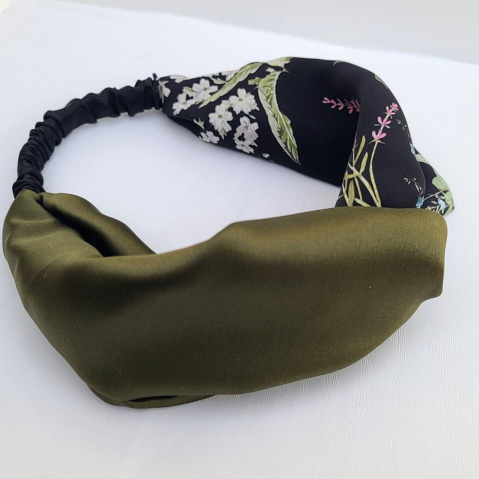 Black Floral Print Silk Headband | Handmade In USA | R Belliard – RBelliard