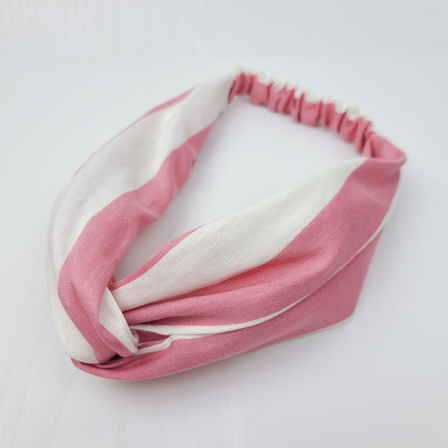 R Belliard Knotted Headband Linen Blend Dusty Rose & White Stripe - RBelliard