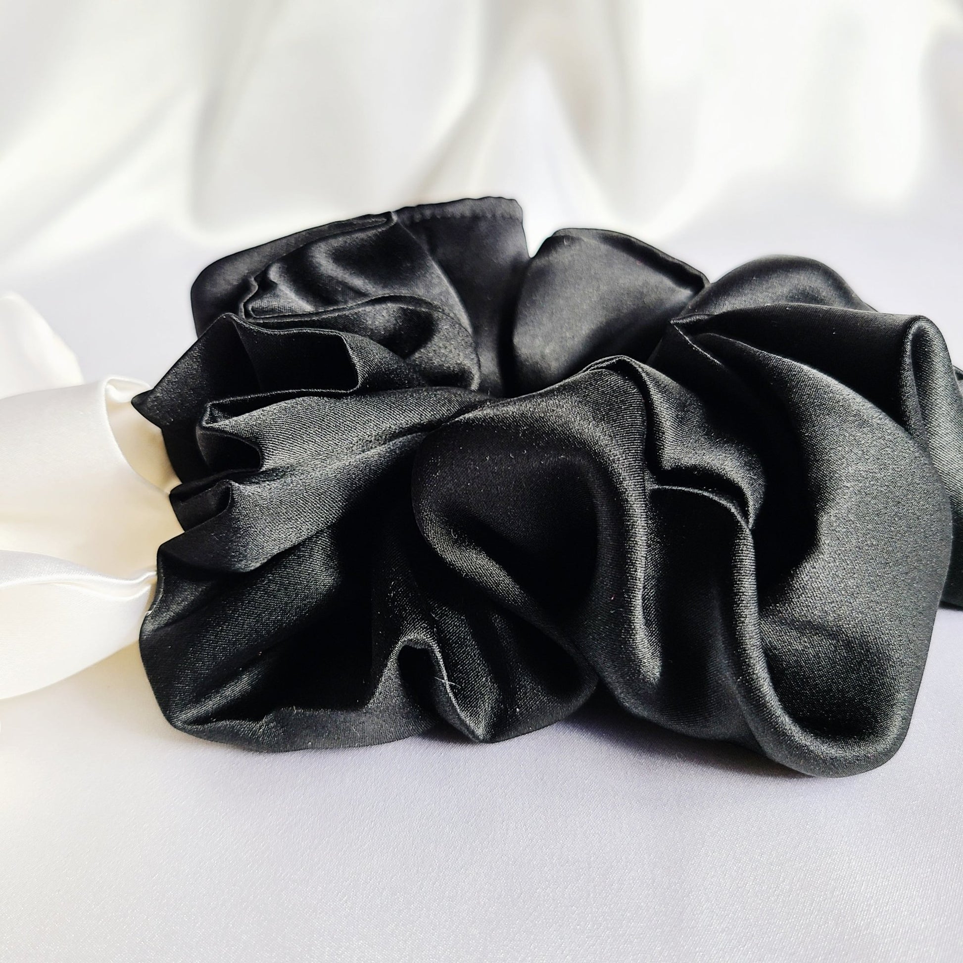 Extra Large Silk Scrunchies - Set of Black and White - RBelliard