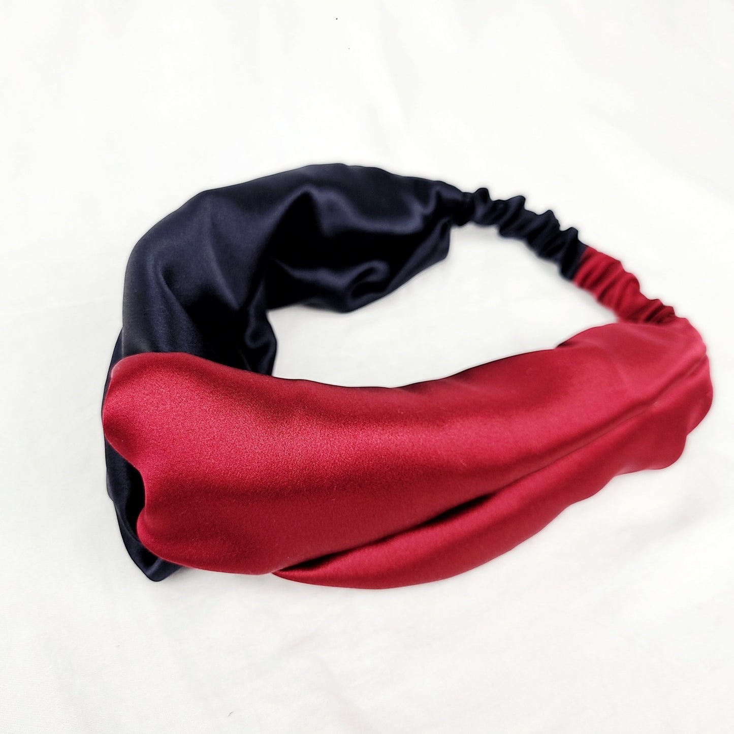 R Belliard 2 Tone Silk Headband Navy & Red - RBelliard
